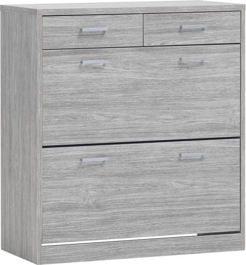 Schoenenkast Roan Grijs 6 paar schoenen Breedte 87 cm Hoogte 97 cm Diepte 36 cm Met lades Met kleppen