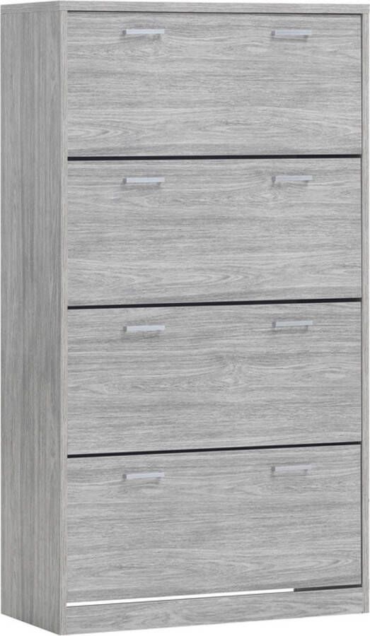 Schoenenkast Roan Grijs 24 paar schoenen Breedte 87 cm Hoogte 161 cm Diepte 36 cm Met kleppen