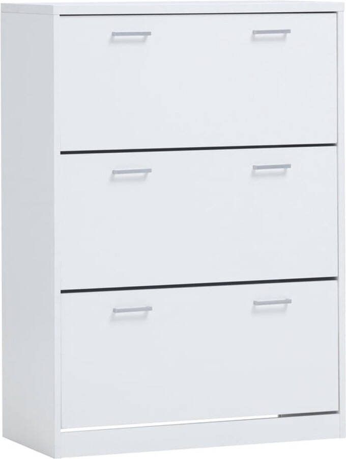 Schoenenkast Roan Wit 18 paar schoenen Breedte 87 cm Hoogte 122 cm Diepte 36 cm Met kleppen