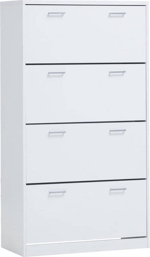 Schoenenkast Roan Wit 24 paar schoenen Breedte 87 cm Hoogte 161 cm Diepte 36 cm Met kleppen