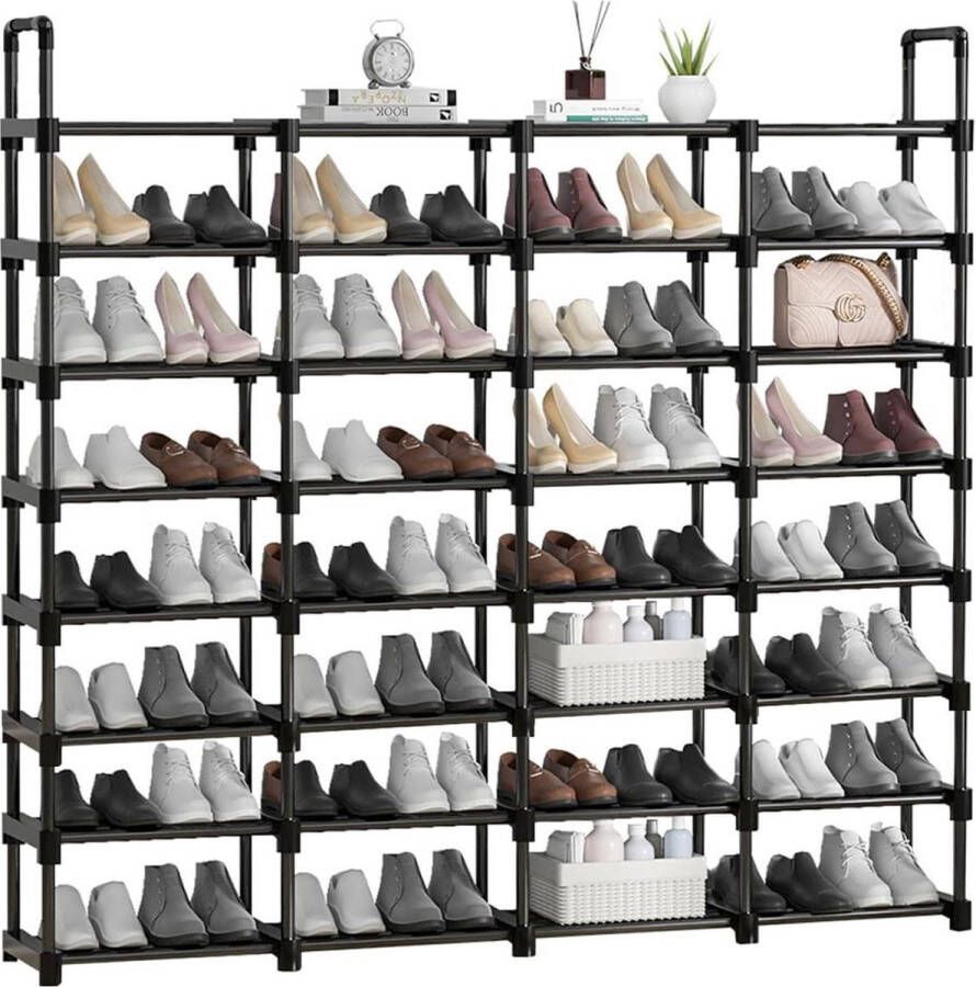 Schoenenkast Ruimtebesparend Metalen Schoenenrek Entree Hal Slaapkamer Zwart 180 x 28 x 145 cm