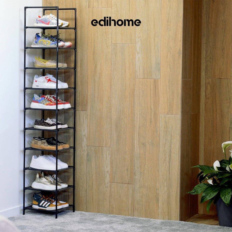 Schoenenkast Shoe Organizer 10 Niveaus Smal Hoge Kunststof Verticaal Plank Showrek 28 x 45 x 173 cm