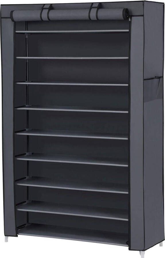 Schoenenrek 10 niveaus 28 x 88 x 160 cm stofkap hoge hakken grijs RXJ36G schoenenkast sportschoenenmetalen frame