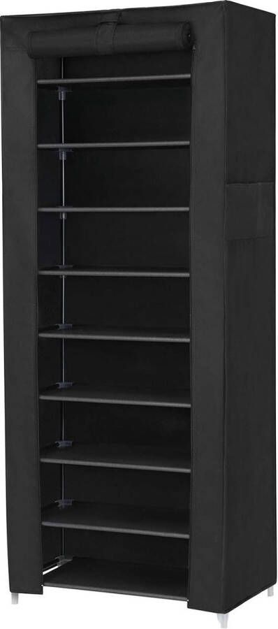 Schoenenrek 10 niveaus Groot zwart 160 x 58 x 28 cm ca. 27 paar schoenen