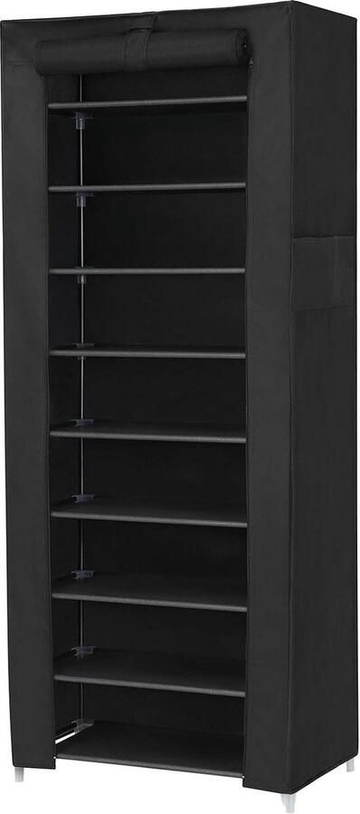 Schoenenrek 10 niveaus schoenenkast 160 x 58 x 28 cm ca. 27 paar Groot zwart RXJ10H