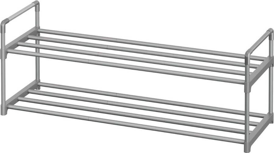 Schoenenrek 2 niveaus metaal stapelbaar 8 10 paar grijs 30 x 92 x 34 cm LSA012G01 Songmics