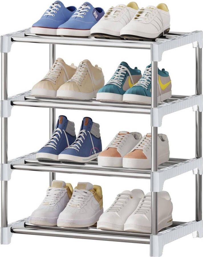 Schoenenrek 4 niveaus stapelbaar Opvouwbaar lichtgewicht organizer voor kast entree hal
