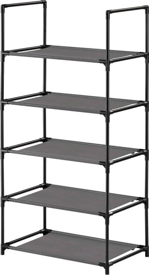 Schoenenrek 5 niveaus (28 x 45 x 89 cm) schoenenkast smalle en hoge schoenenrekken van kunststof verticaal plank showrek (5 niveaus)