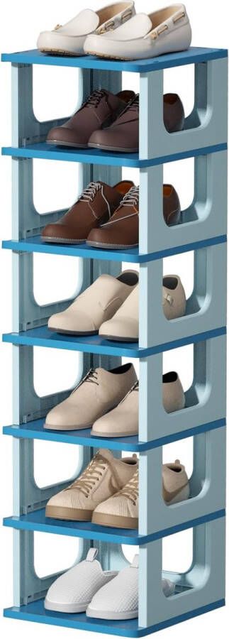 Schoenenrek 7 niveaus schoenenrek smal schoenenrek schoenenkast schoenenopberger zwart ruimtebesparend stapelbaar schoenenstandaard voor entree hal slaapkamer