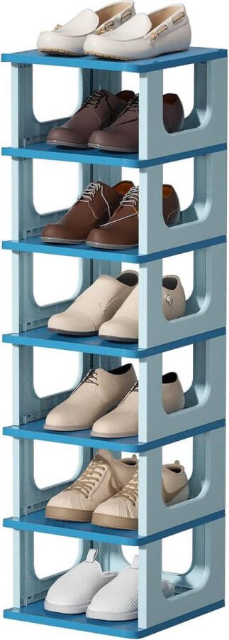 Schoenenrek 7 niveaus schoenenrek smal schoenenrek schoenenkast schoenenopslag zwart ruimtebesparend stapelbaar schoenenrek voor entree hal slaapkamer