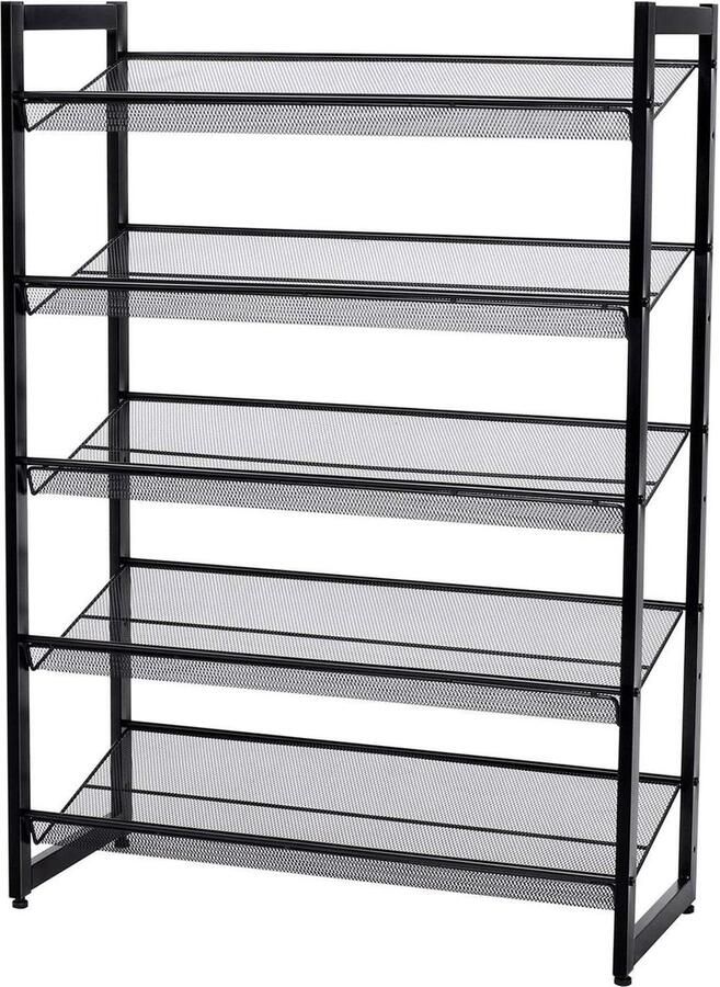 Schoenenrek 74 x 104 x 307 cm Zwart Opbergrek voor 50 paar schoenen