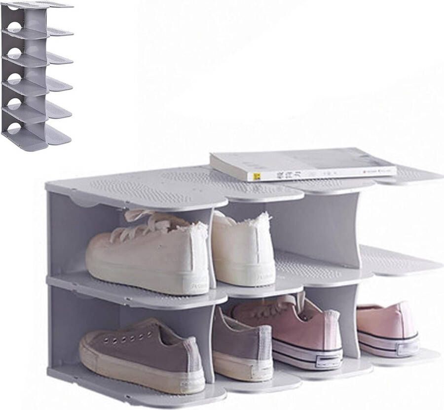 Schoenenrek Doe-het-zelf schoenenrek small breed laarzen schoenen pantoffels staand rek schoenenkast schoenenrek organizer voor kast hal slaapkamer entree slaapkamer grijs 24 x 268 x 63 cm