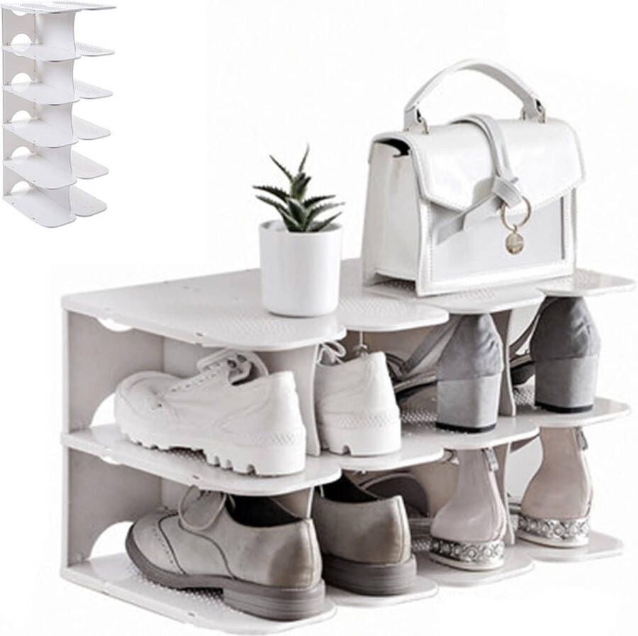 Schoenenrek Doe-het-zelf smal breed staand rek voor laarzen schoenen pantoffels organizer voor kast hal slaapkamer entree (wit 24 x 268 x 63 cm)