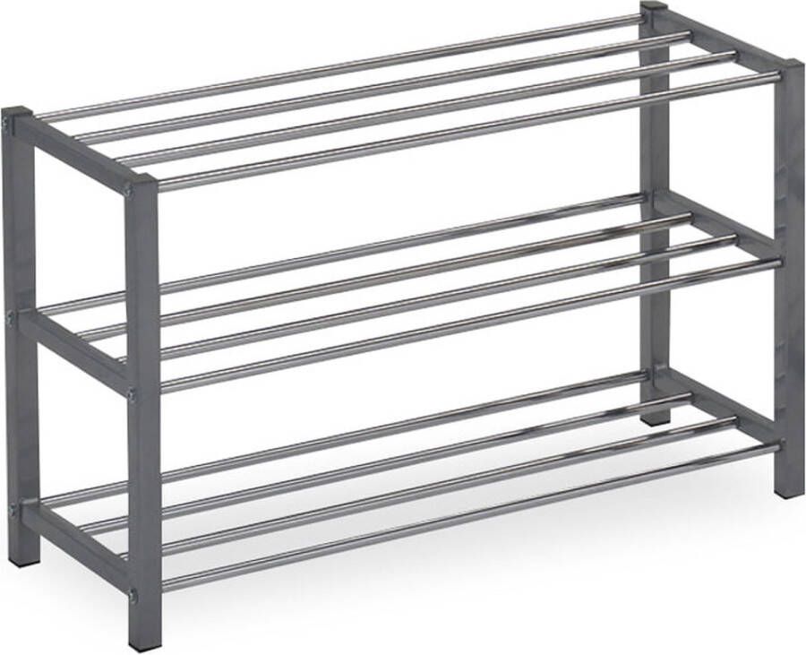 Schoenenrek Foster Grijs Metaal 9 paar schoenen Breedte 80 cm Hoogte 45 cm Diepte 28.5 cm Zonder deuren