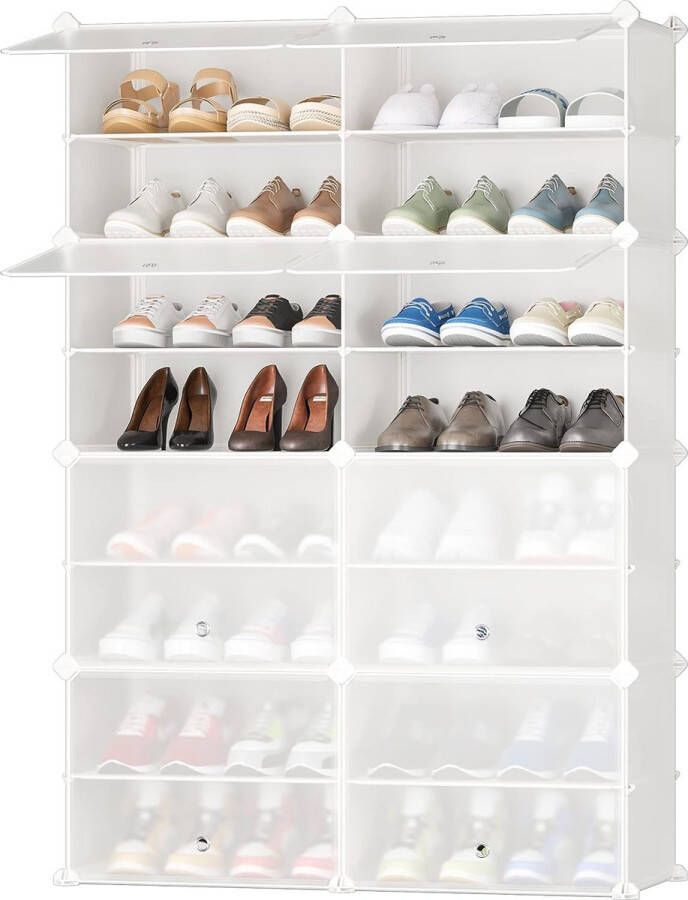 Schoenenrek kastorganizer kast slaapkamer schoenenrek stapelbaar schoenenkast voor hal slaapkamer ingang schoenenrek rekken voor schoenen (2 x 8)