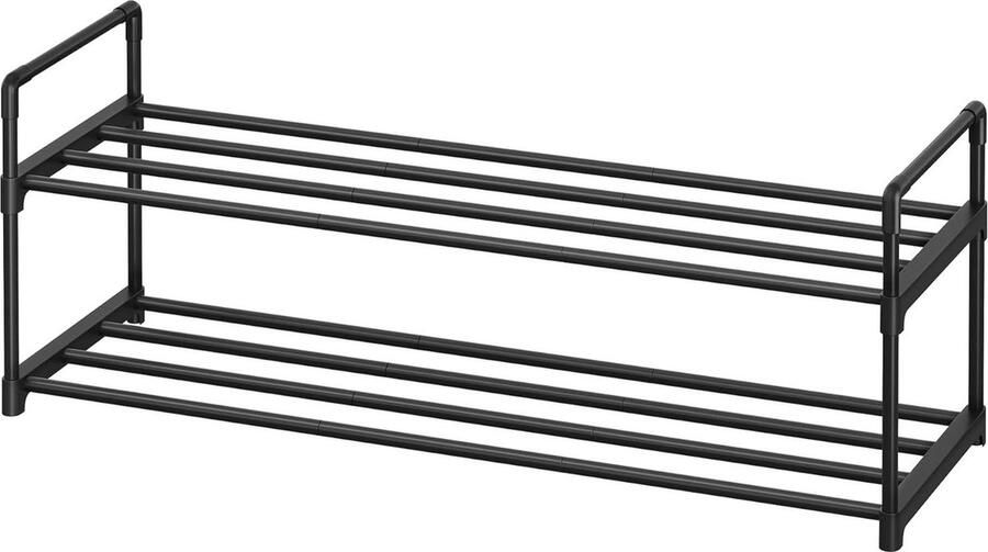 Schoenenrek 2 niveaus metaal schoenenopslag max. 10 paar schoenen woonkamer hal kleedkamer zwart 92 x 30 x 33 cm LSA12BK