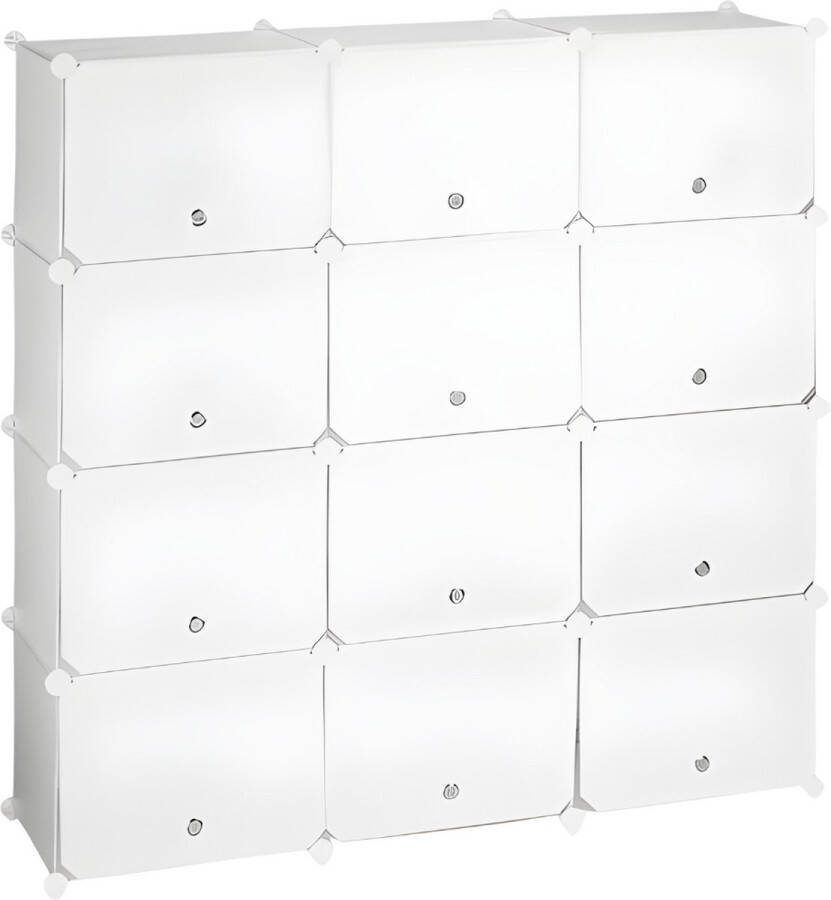 Schoenenrek Schoenenkast Schoenen Organiser Opbergsysteem 125 x 125 x 32 cm 8 Vakken Wit