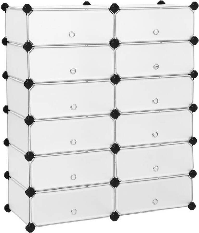 Schoenenrek Schoenenkast Schoenen Organiser Opbergsysteem 40 x 17 x 30 cm per vak 8 Vakken Wit