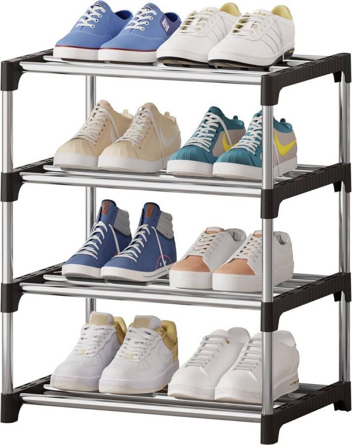 Schoenenrek stapelbaar 4 niveaus beenruimteopslag licht organizer smal kast entree hal Schoenenrek