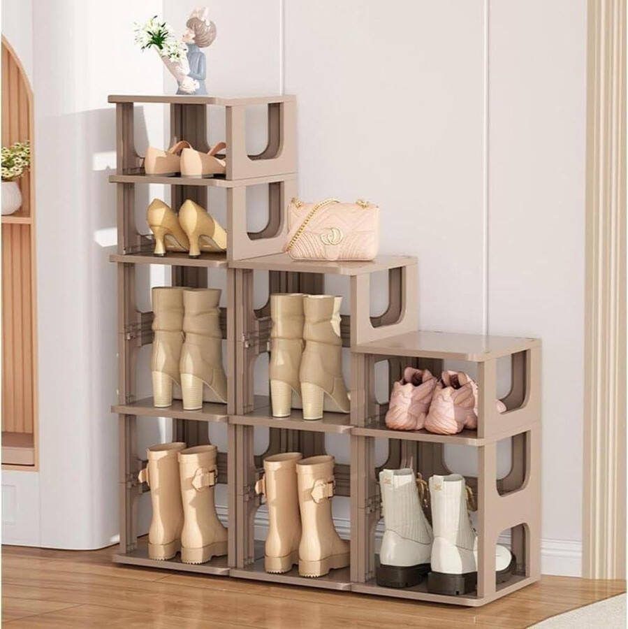 Schoenenrek voor binnen Stapelbaar schoenenrek 7 niveaus Smalle schoenenkast
