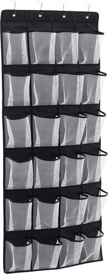 Schoenenzak hangende over de deur opslag 24 zakken schoenenrek met 4 haken zwarte schoenenplank voor slaapkamer Schoenenzak hangende
