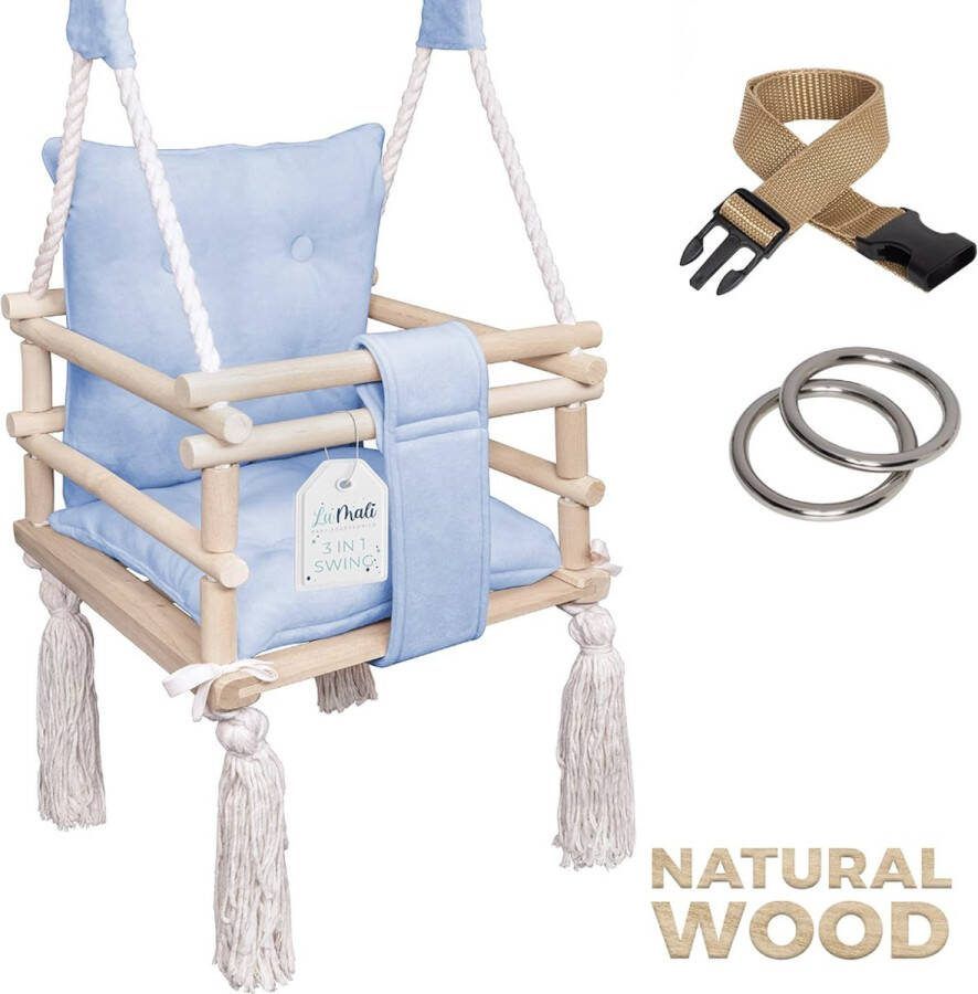 Schommel voor Kinderen Blauw Baby Schommel Indoor Babyschommel Outdoor Schommel met Kussens Kinderschommel voor de Tuin Babyschommel Deurkozijn Schommel Baby Houten Schommel