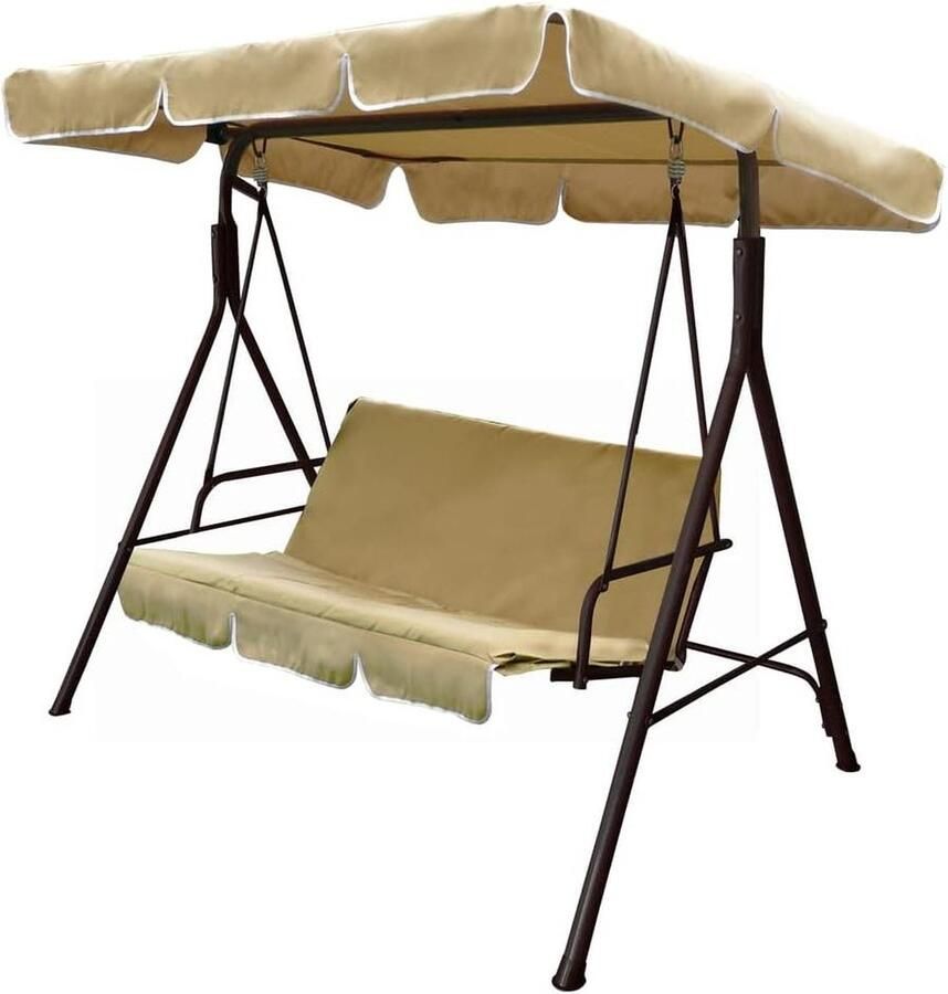 Schommelbank 3 person 3-zits strepenpatroon bruin staal 170 x 110 x 153 cm Sorrento. Schommelbank 3 person