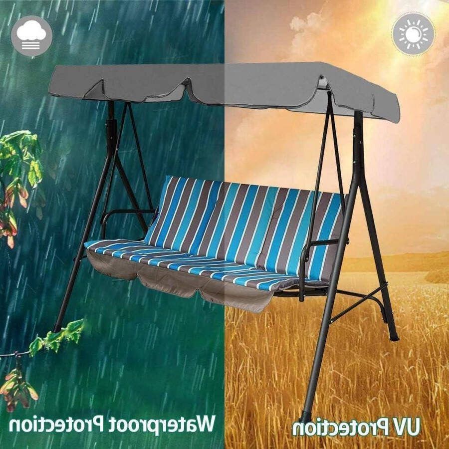 Schommelbank 3 personen Waterdicht Vervangdak UV-bescherming Grijs 164 x 114 x 15 cm Schommelbank 3 person