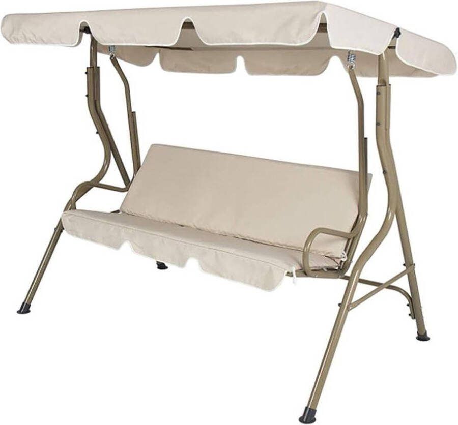 Schommelbank 3 personen Waterdichte Zonnedak Luifel Beige 190 x 132 x 15 cm Schommelbank 3 person