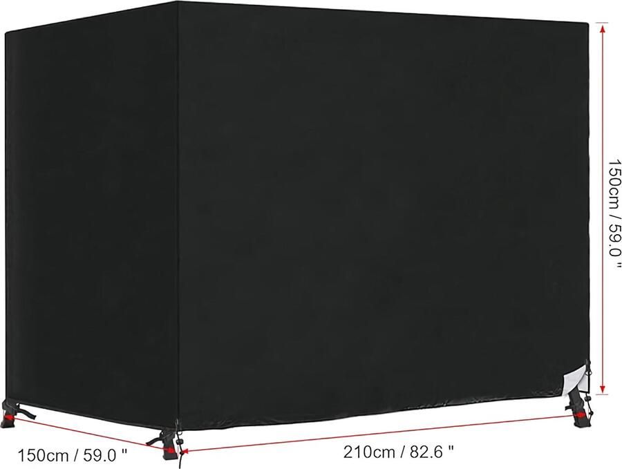 Schommelbank afdekking 3-zits tuinschommel afdekhoes waterdicht beschermhoes afdekhoes voor Hollywood schommel 210x150x150cm met 2 ritssluitingen