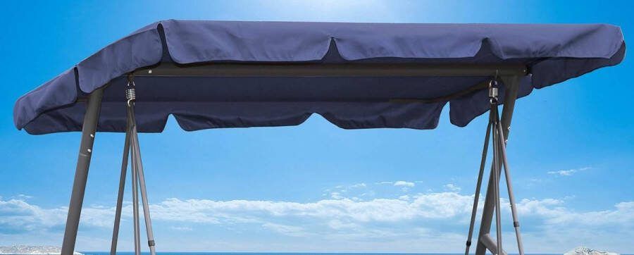 Schommelbank dakbekleding 200 x 145 cm blauw waterdicht universeel reservedak tuinschommel 3-zits UV 50 schommel dak vervanging overtrek