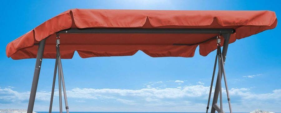 Schommelbank dakbekleding 200 x 145 cm rood oranje waterdicht universeel vervangend dak tuinschommel 3-zits UV 50 schommel dak vervanging overtrek