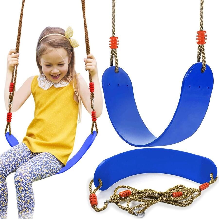 Schommelbank kinderschommel outdoor indoor schommelbank plankschommel voor kinderen in hoogte verstelbaar antislip belastbaar tot ca. 150 kg (blauw)