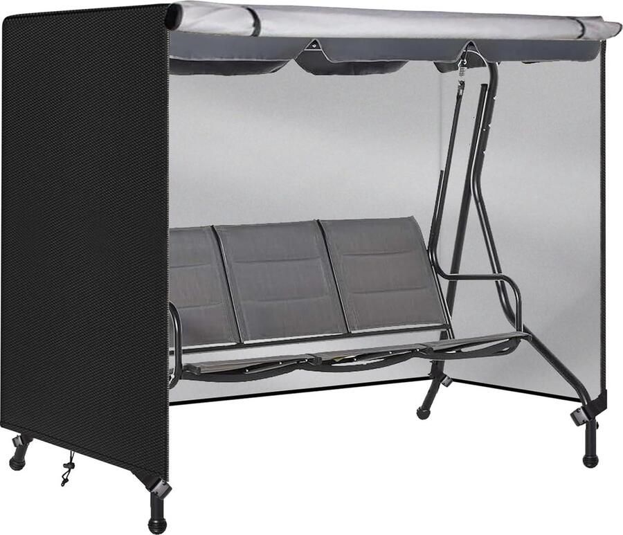 Schommelbankhoes waterdicht beschermhoes voor tuinschommel winddicht schommel-dekzeil met trekkoord en verstelbare gespen 420D Oxford-stof (180 x 125 x 160 cm zwart)