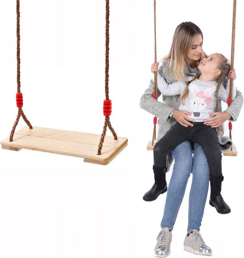 Schommelzitje voor volwassenen houten schommel voor binnen en buiten in hoogte verstelbaar tuin en kinderen