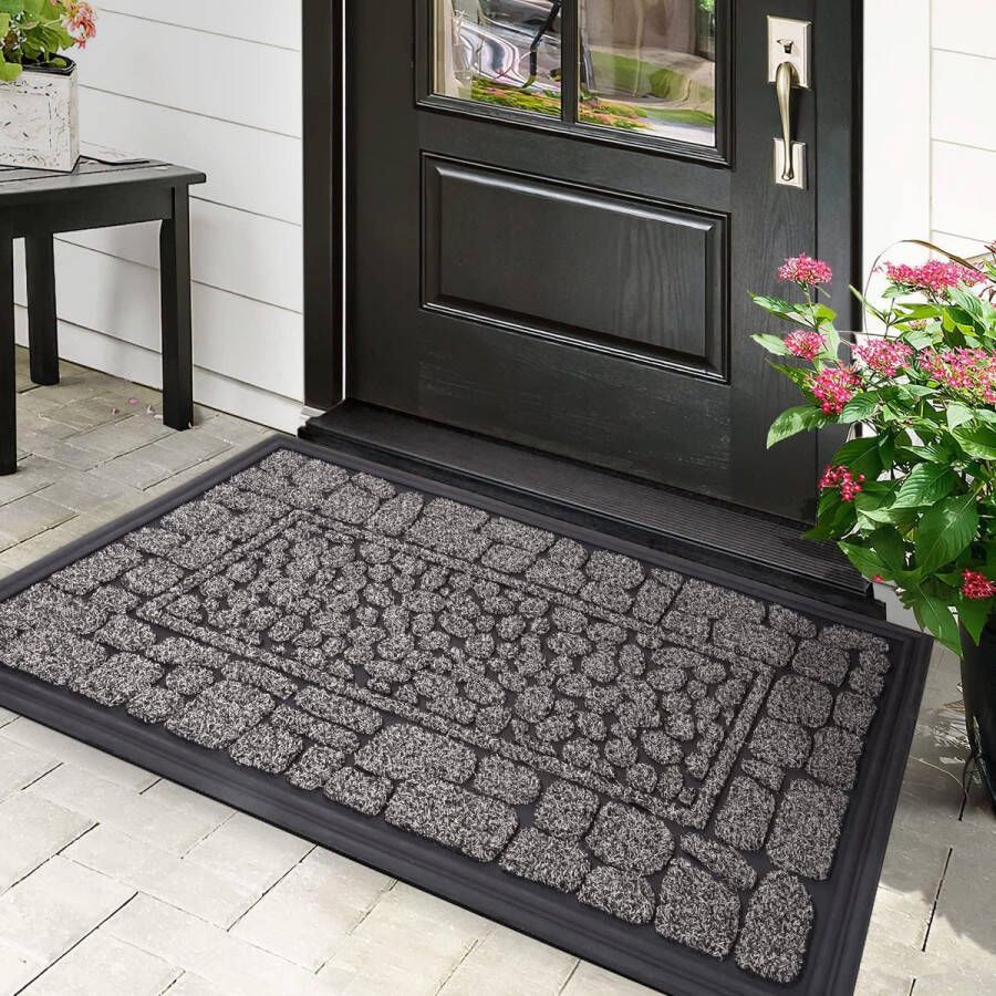 Schoonloopmat 45 x 75 cm deurmat voor buiten duurzame vuilvanger antislip deurmat voor huisdeur entree huisingang terras sterk gefrequentieerd gebied