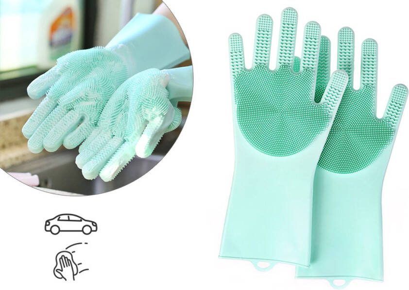 Merkloos Sans marque Schoonmaakhandschoenen afwashandschoenen- siliconen turqouise