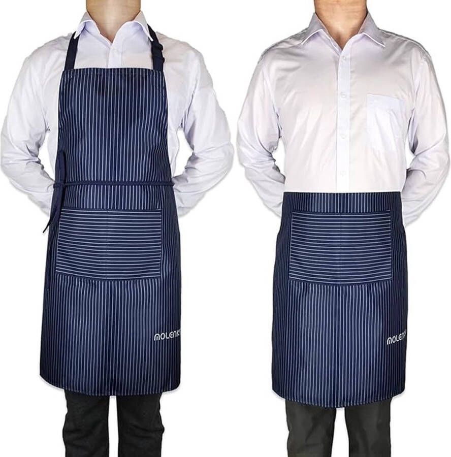 Schort Verstelbare schort met 2 grote zakken 2 STUKS Katoenen Chef-koksschortenset Unisex Waterdichte professionele kwaliteit Keukenschort voor in de keuken