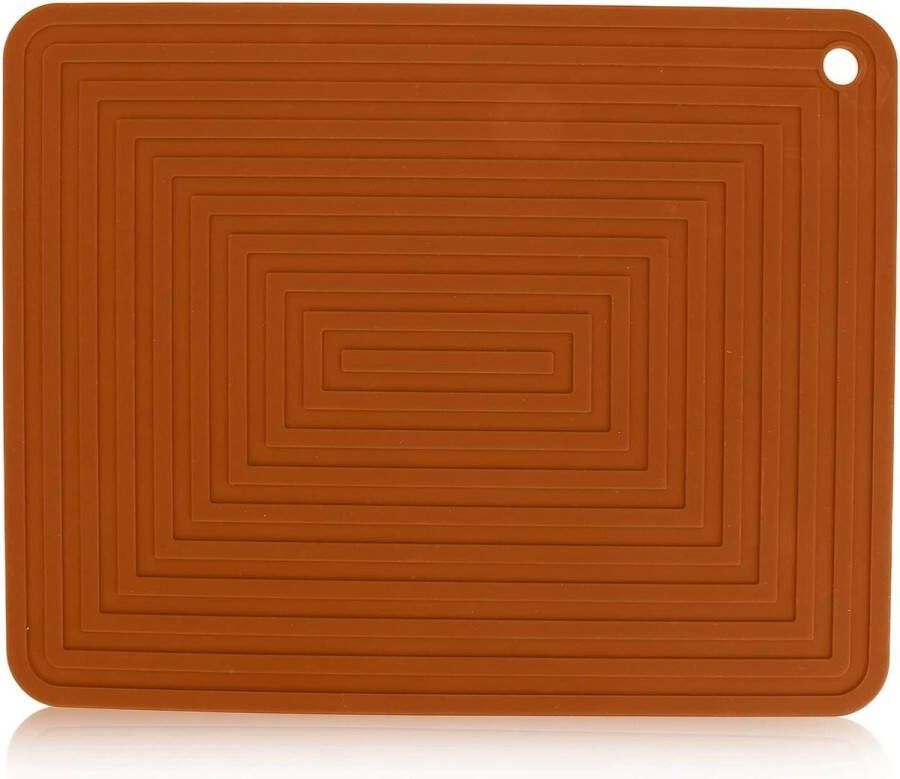 Schotel droogkussen antislip siliconen hittebestendig 28 x 22 cm servies afvoermat gootsteenmat keuken badkamer bruin
