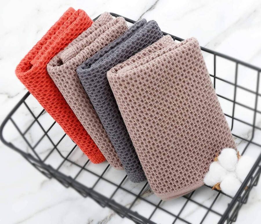 Schoteldoeken voor het drogen van gerechten Katoen Reinigingsdoeken Vaatdoeken voor Keuken Katoen Badstof Schotel Doek Rags Sets 4 STKS 13 × 13
