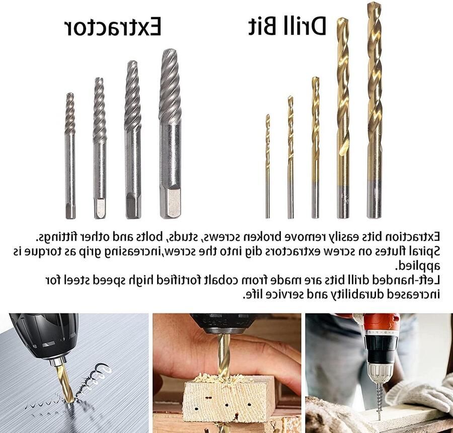 Schroef Extractor Set van 10 Linkerhand Boor Gemakkelijk Uit Bout Extractor Metalen Index Case Legering Spiraal Fluit Boren Trek Uit Gestripte of Beschadigde Schroeven