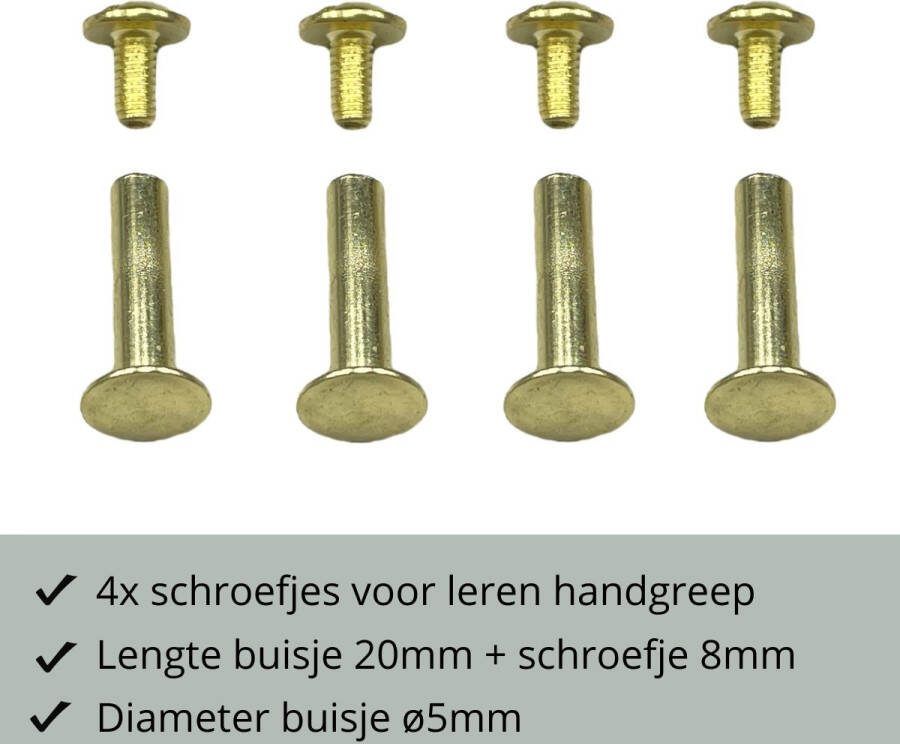 Schroefjes voor leren handgrepen set van 4 stuks Goud boekschroeven handgreep schroeven schroefjes voor leren lusjes
