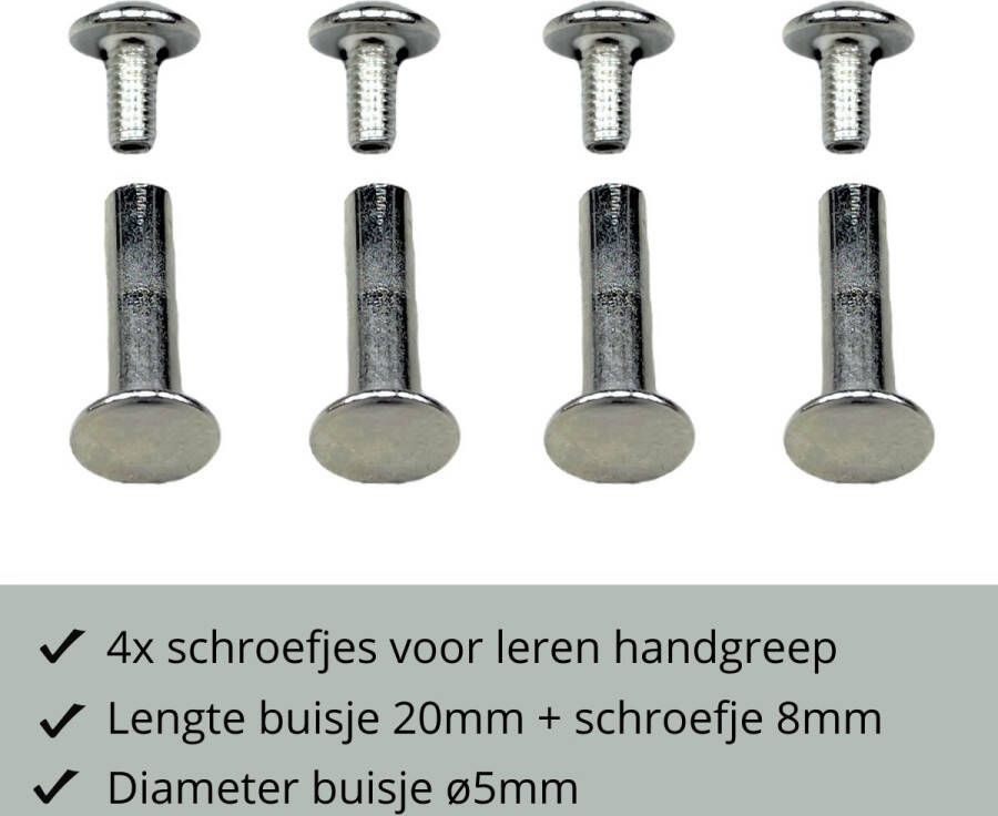 Schroefjes voor leren handgrepen set van 4 stuks Zilver boekschroeven handgreep schroeven schroefjes voor leren lusjes