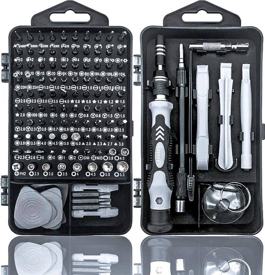 Schroevendraaierset fijnmechanica 115-in-1 mini-fijnmechanica-set magnetische torx-bit precisie-elektronica-reparatieset voor iPhone laptop tablet horlogemakers modelbouw horloges camera brillen