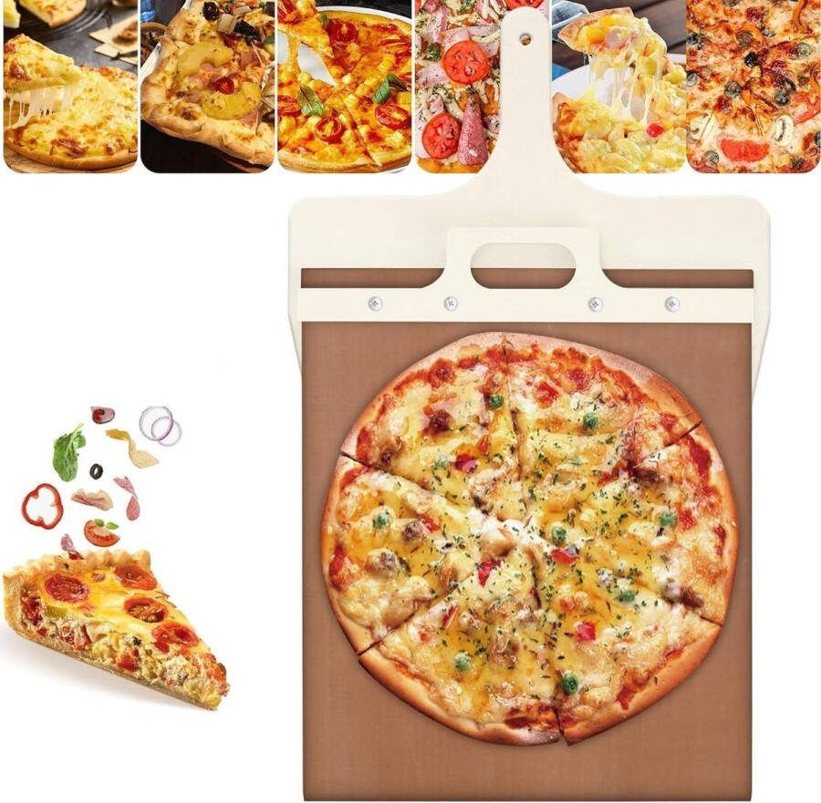 Schuifbare 53 x 30 cm pizzaschep anti-aanbaklaag houten handvat perfecte overdracht keukengerei Pizzaschep