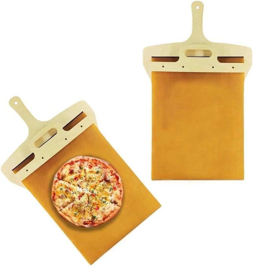 Schuifbare houten pizzaschep met handvat non-stick pizzaschuiver bakken in oven keukengerei