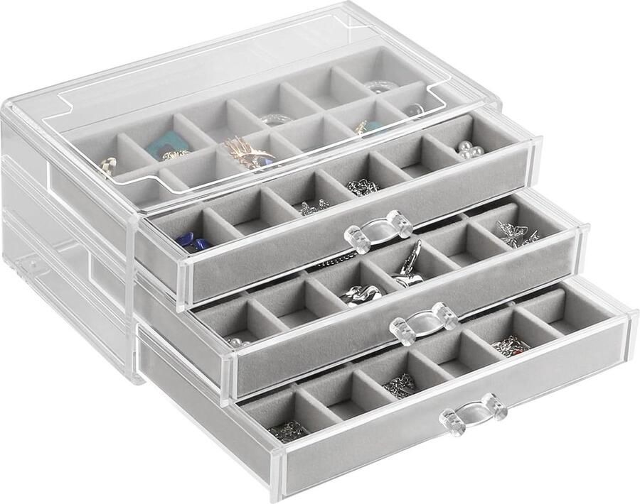 Schuifladen Oorringen Opbergdoos Sieradenkistje Dames Transparant Acryl Opneembare Trays Sieradenorganizer Sieradenopslag Ringen Halskettingen Ladeblok