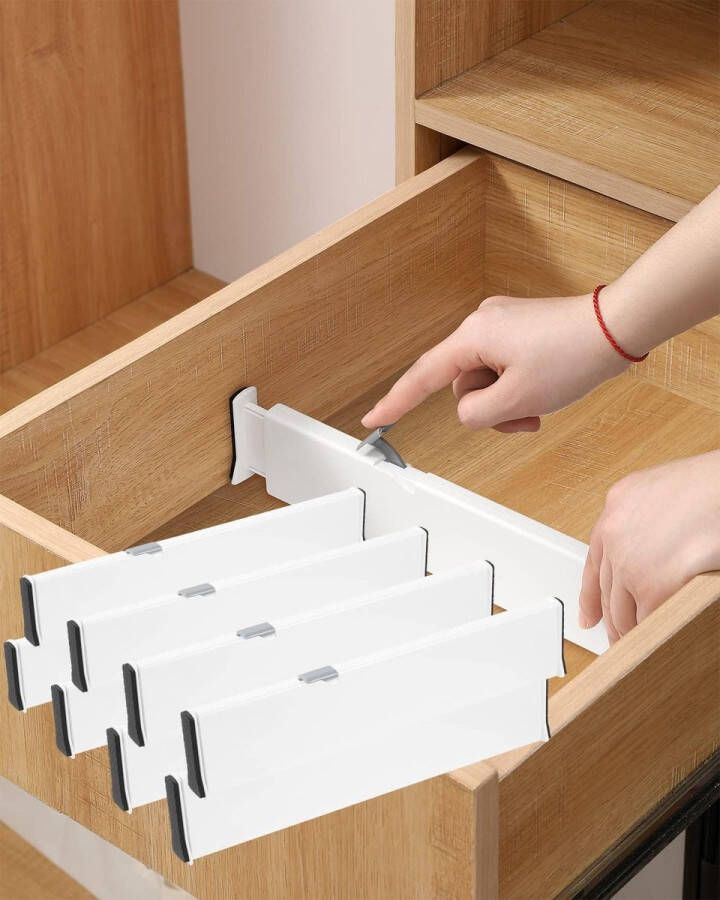 Schuifladenverdeler verstelbaar set van 8 ladeverdelers organizers (38-54 2 cm 6 cm hoog) kunststof lade-organizer voor keukenopslag slaapkamer commode