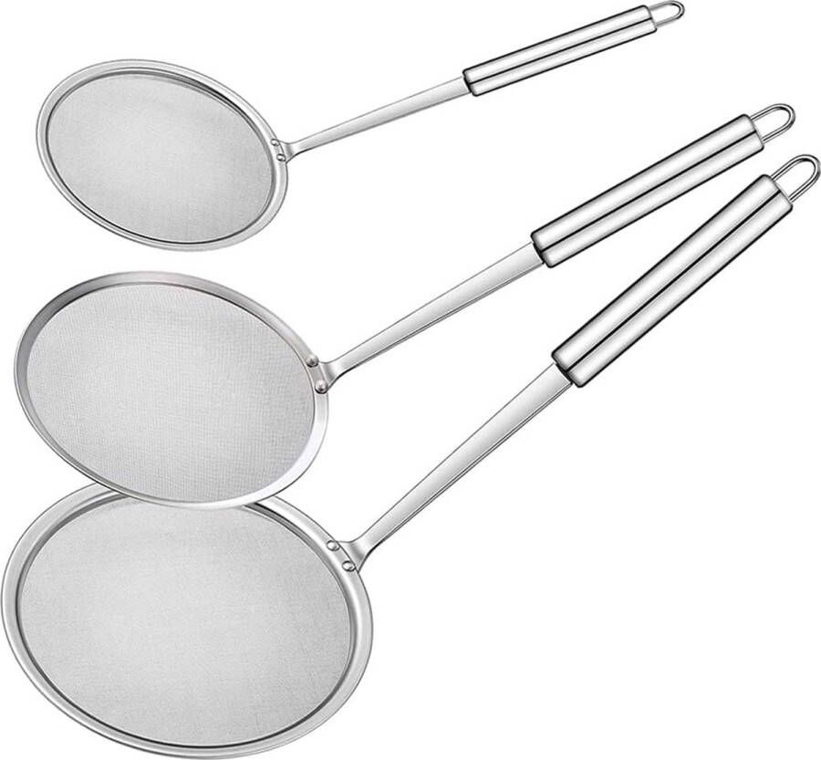 Schuimlepel 10 12 14 cm schuimspaan roestvrij staal roosterzeef van roestvrij staal frituurlepel zeeflepel fijne zeef voor wokaccessoires filter skims fat scum skimming vet schuim