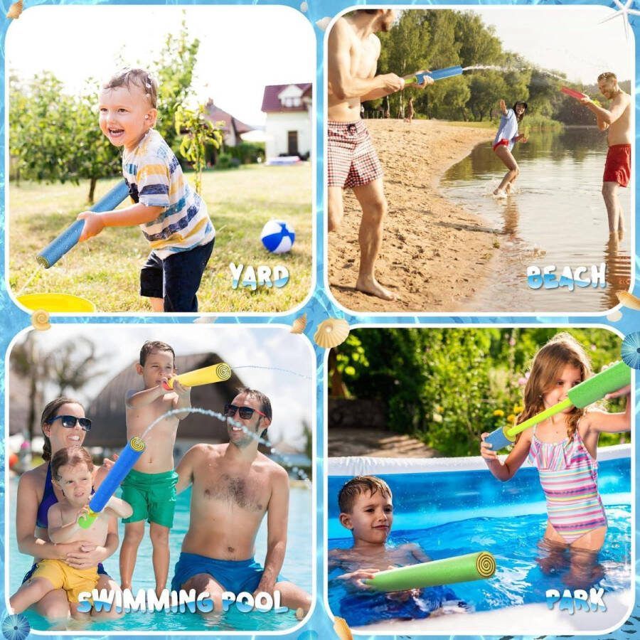 Schuimpistool 38 cm bereik Set van 6 kleurrijke waterpistolen voor kinderen vanaf 3 jaar